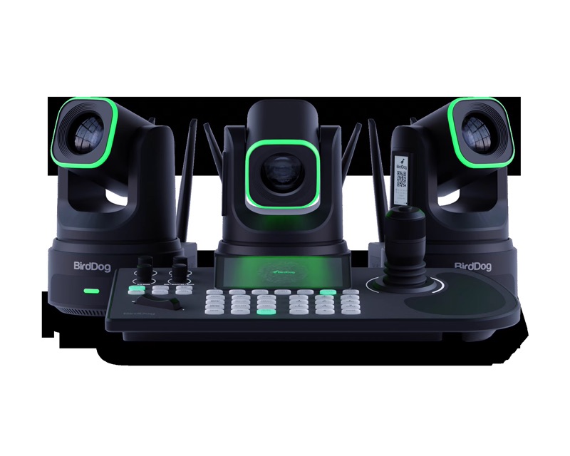 Three BirdDog X4 Ultra PTZ cameras with the KBD controller
